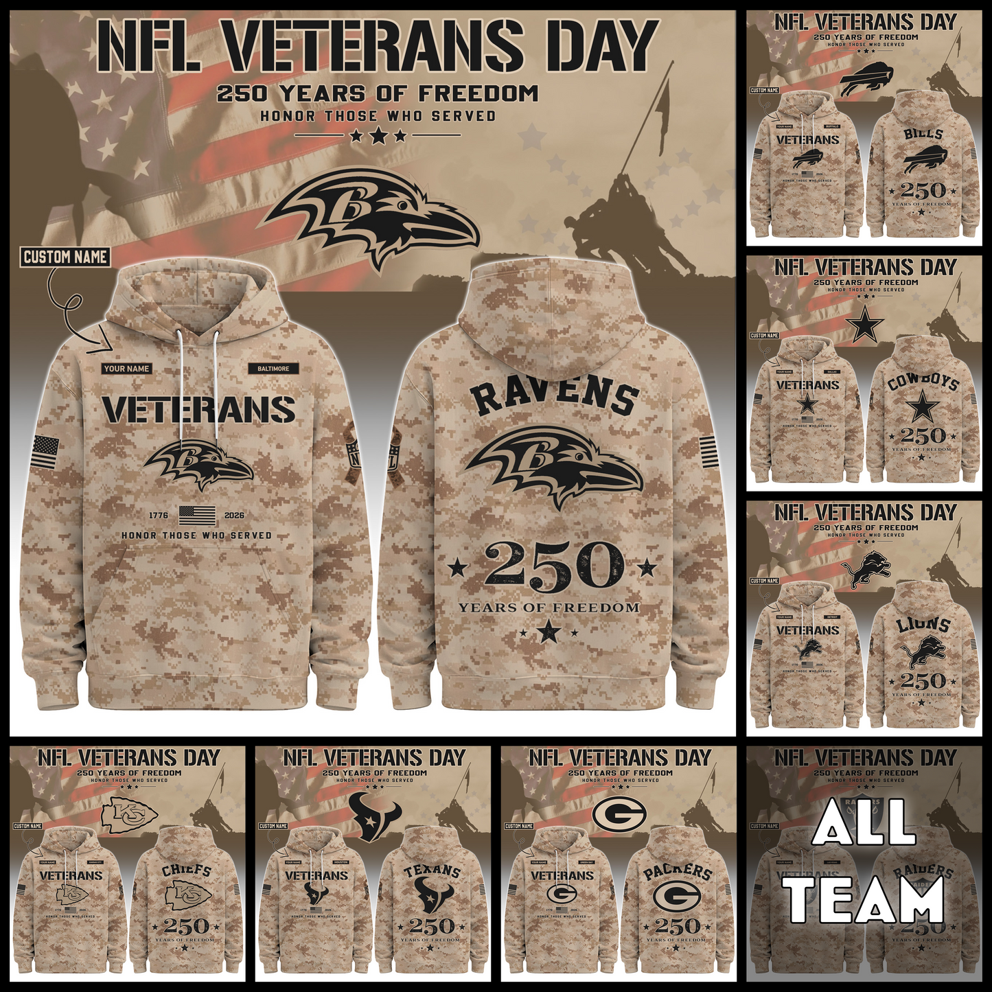 Veterans Day Full Team - Hoodie