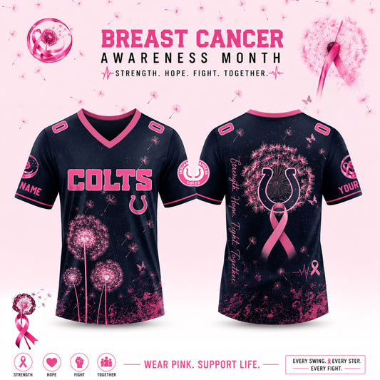 Limited Edition Indianapolis Colts 2026 Breast Cancer Awareness x Dandelion of Hope V-neck Short Sleeve Jersey