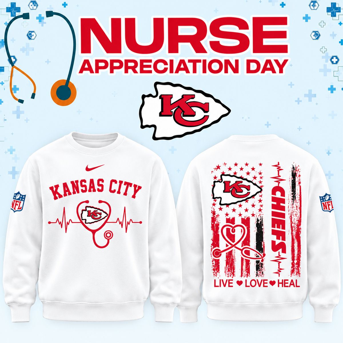 Kansas City Football Nurse Appreciation Sweater
