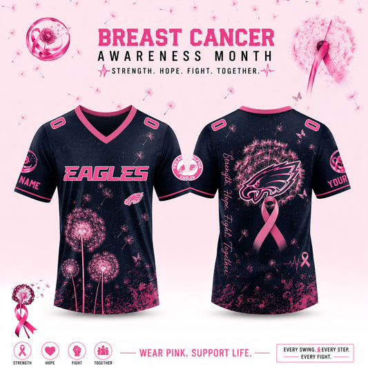 Limited Edition Philadelphia Eagles 2026 Breast Cancer Awareness x Dandelion of Hope V-neck Short Sleeve Jersey