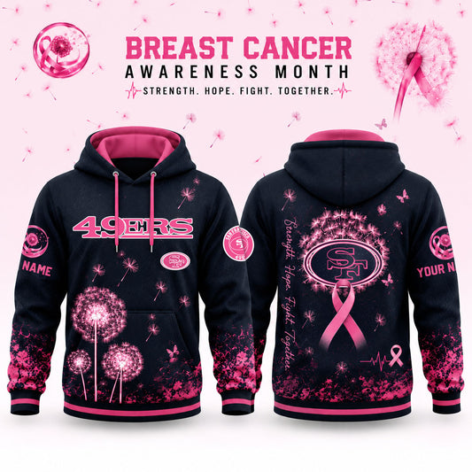 San Francisco 49ers – Breast Cancer Awareness Strength Hope Fight Dandelion Hoodie Edition