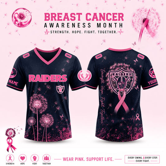 Limited Edition Las Vegas Raiders 2026 Breast Cancer Awareness x Dandelion of Hope V-neck Short Sleeve Jersey