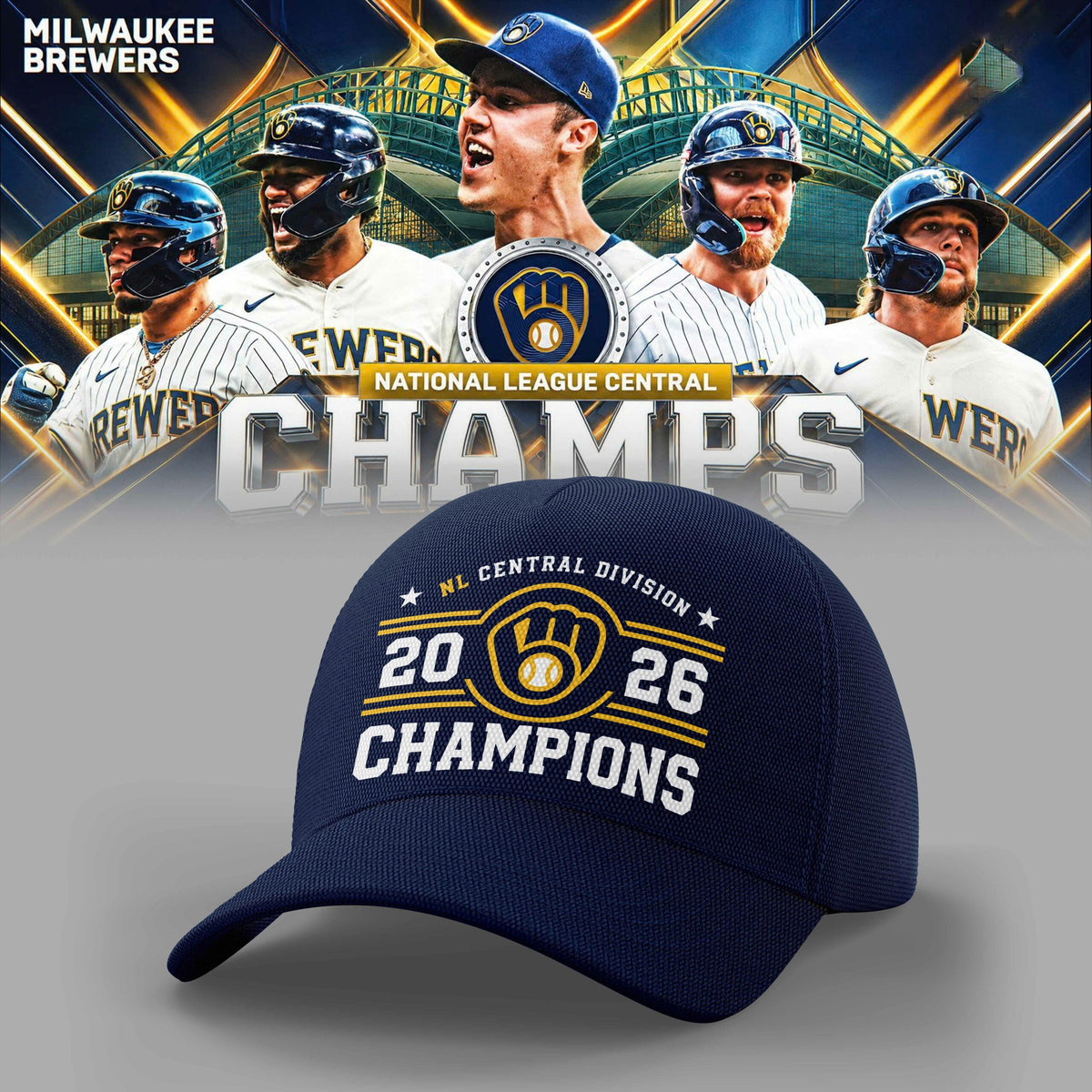 _                                                                                M.Brewers 2026 NL Central Division Champions Limited Cap
