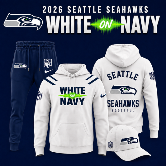 Seattle Seahawks - White on Navy 2026 Limited Edition Hoodie