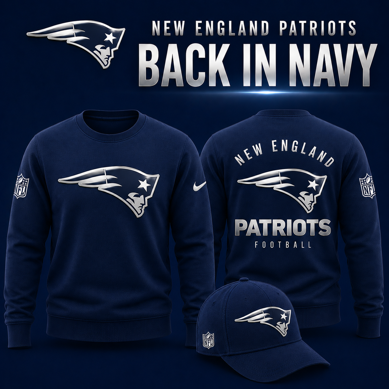 NE Patriots - Back In Navy 2026 Limited Edition Sweater