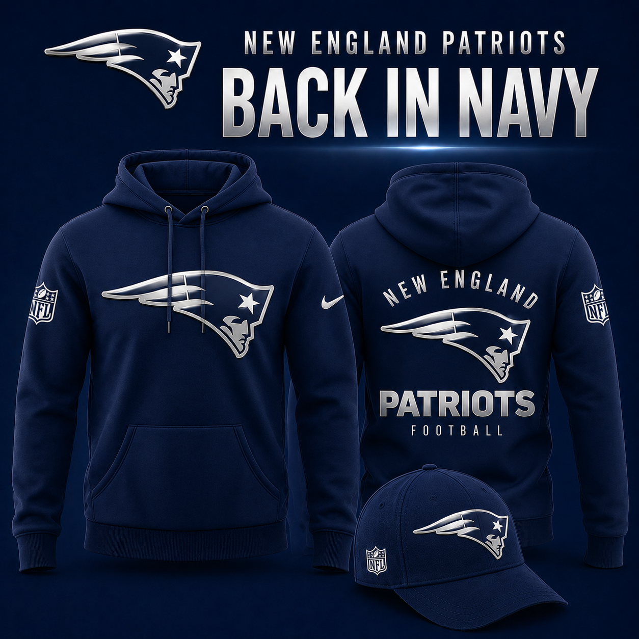 New England Patriots - Back In Navy 2026 Limited Edition Hoodie