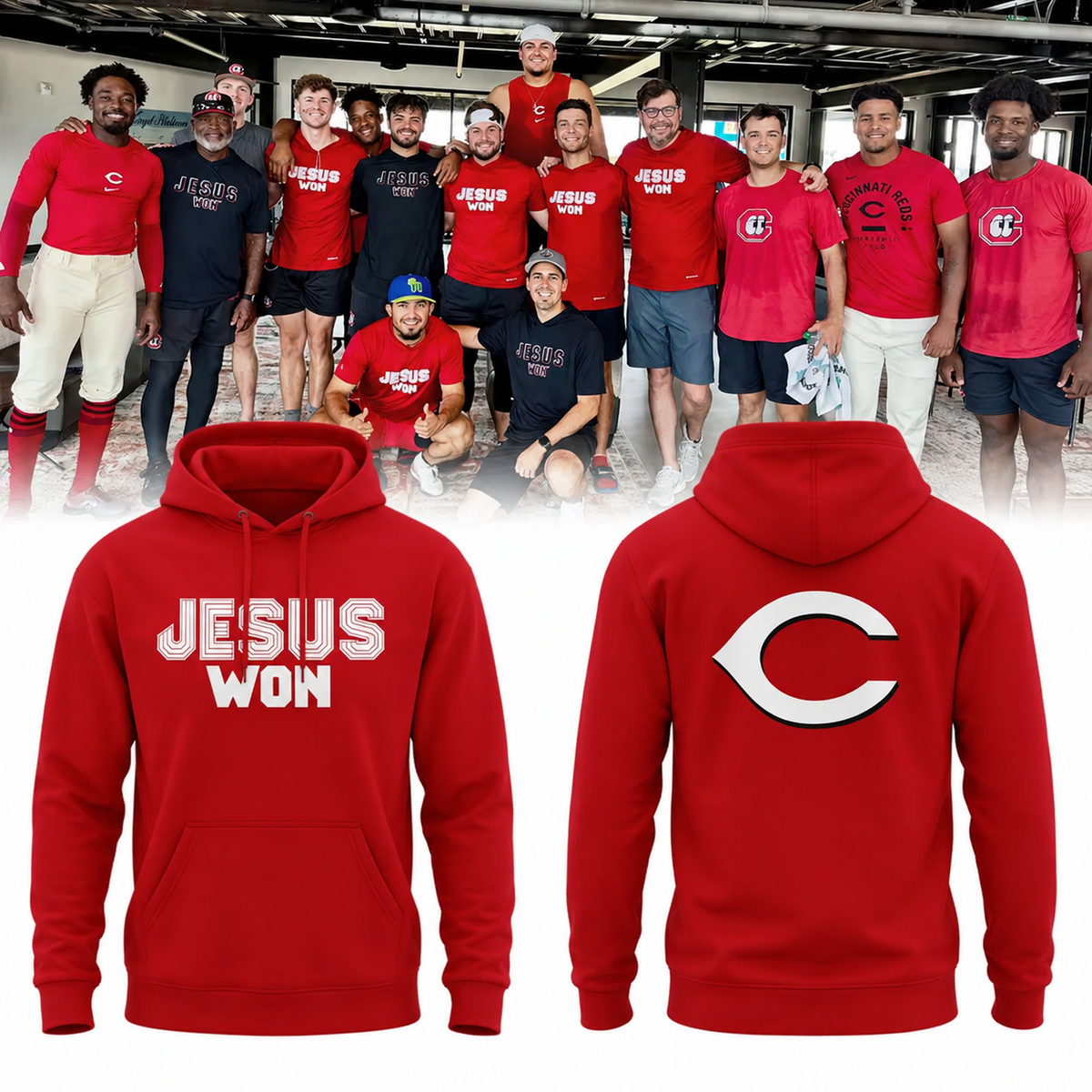 Jesus Won × Cincinnati Reds Hoodie