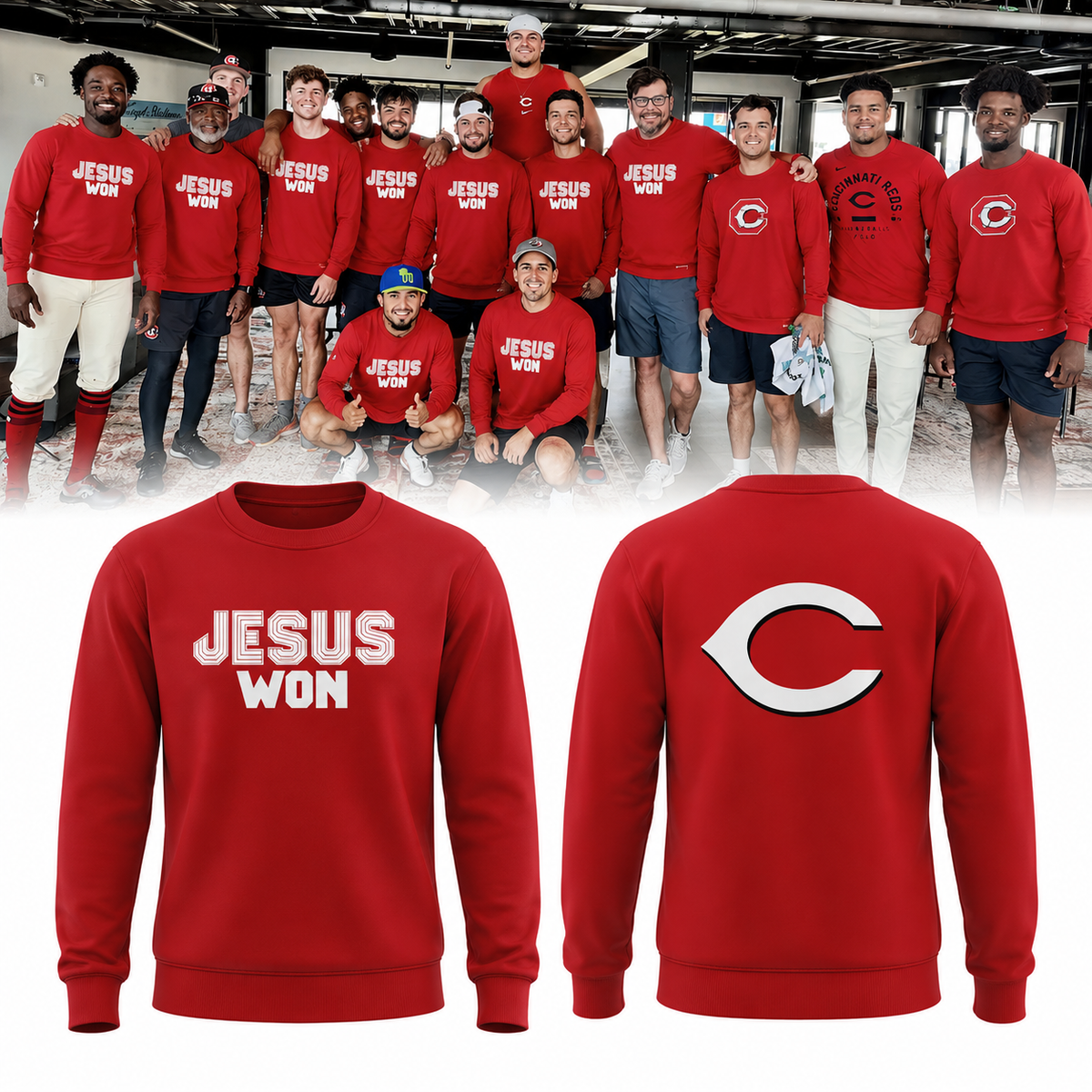 Jesus Won × Cincinnati Reds Sweater