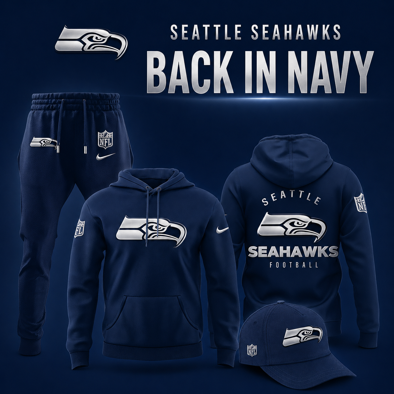 Seattle Seahawks - Back In Navy 2026 Limited Edition Hoodie