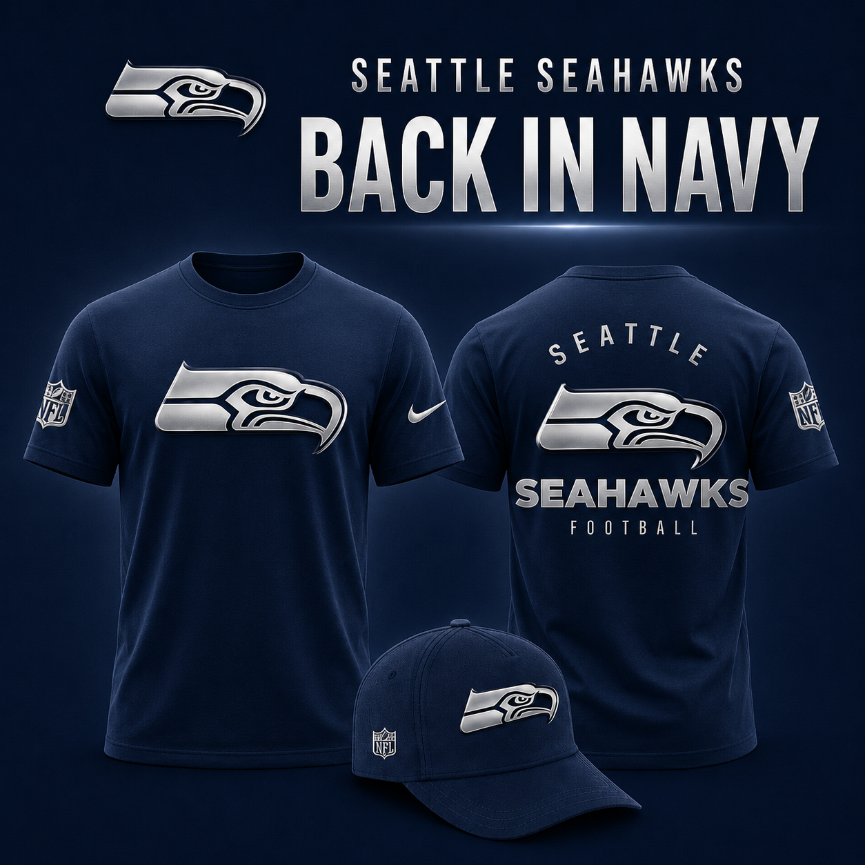 Seattle Seahawks - Back In Navy 2026 Limited Edition Tshirt