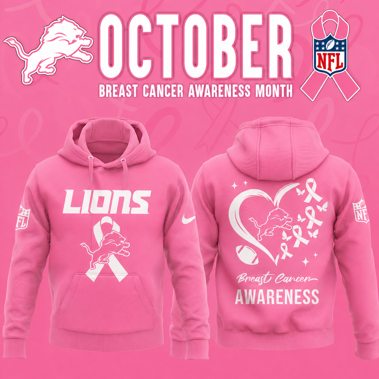 Detroit Lions Breast Cancer Awareness Pink 2026