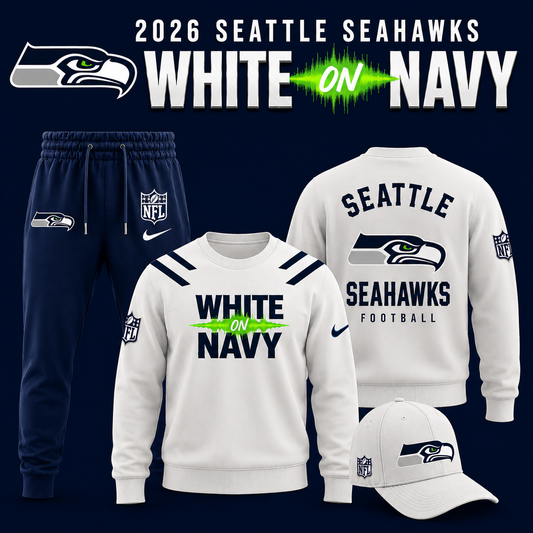 Seattle Seahawks - White on Navy 2026 Limited Edition Sweatshirt