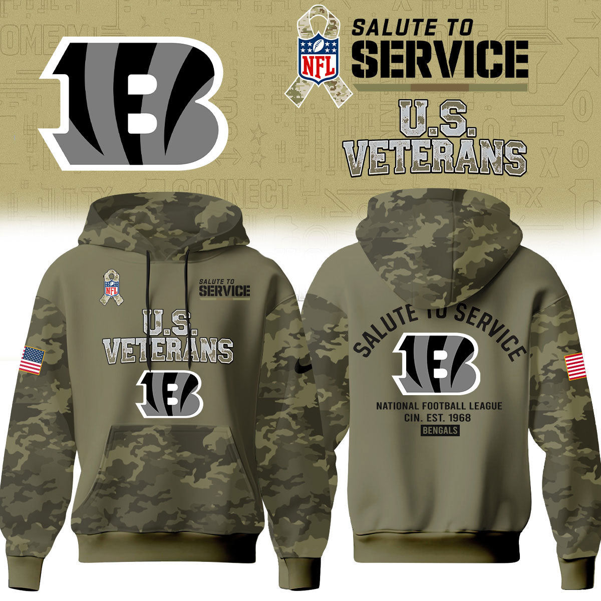 Cincinnati Bengals Salute To Service 2026 – Hoodie