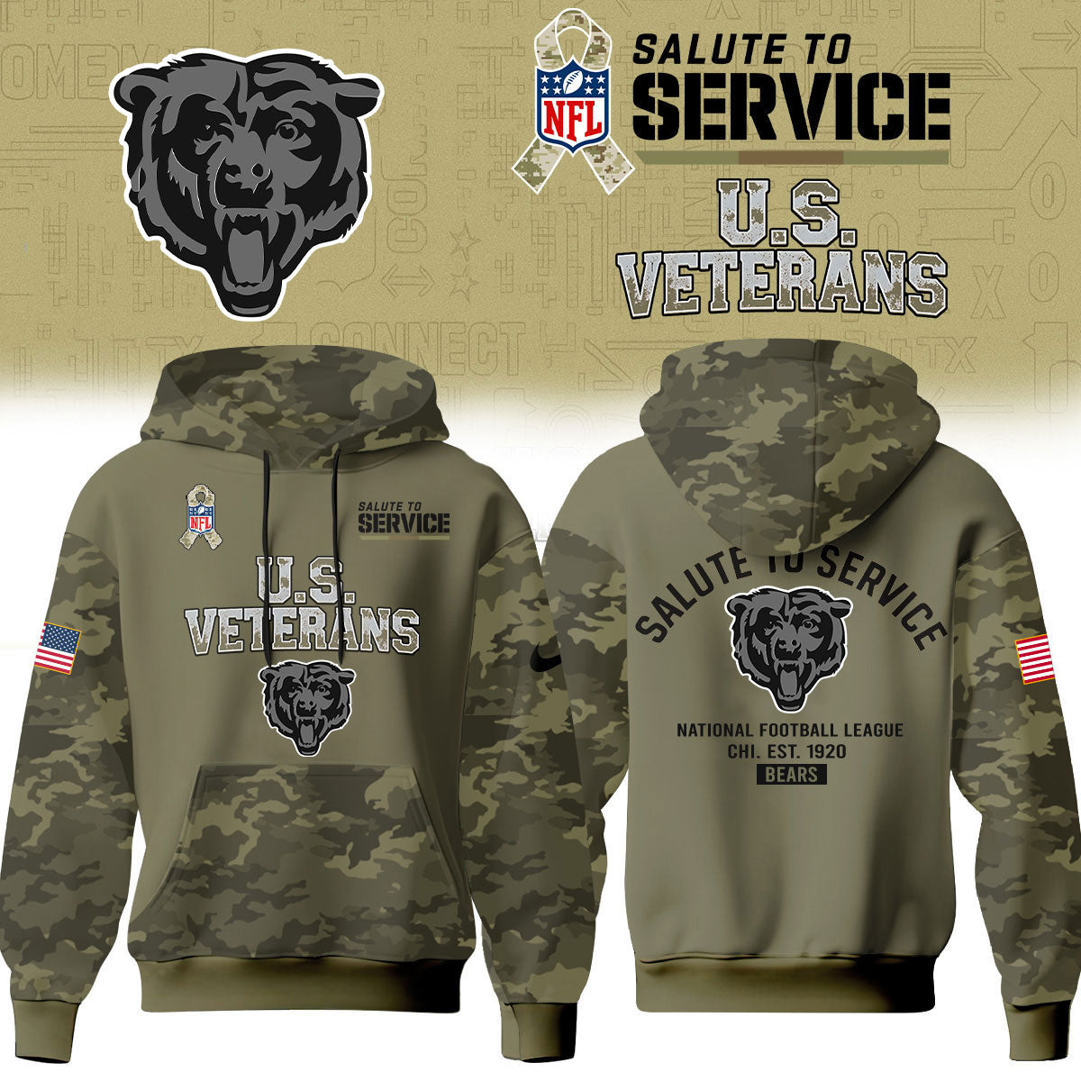 Chicago Bears Salute To Service 2026 – Hoodie