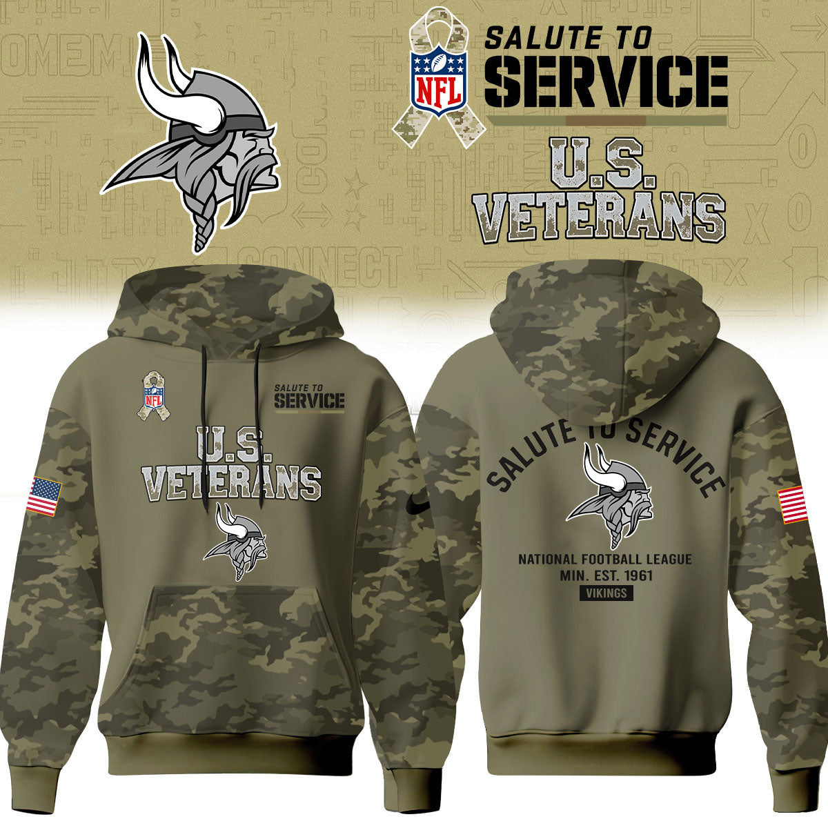 Minnesota Vikings Salute To Service 2026 – Hoodie