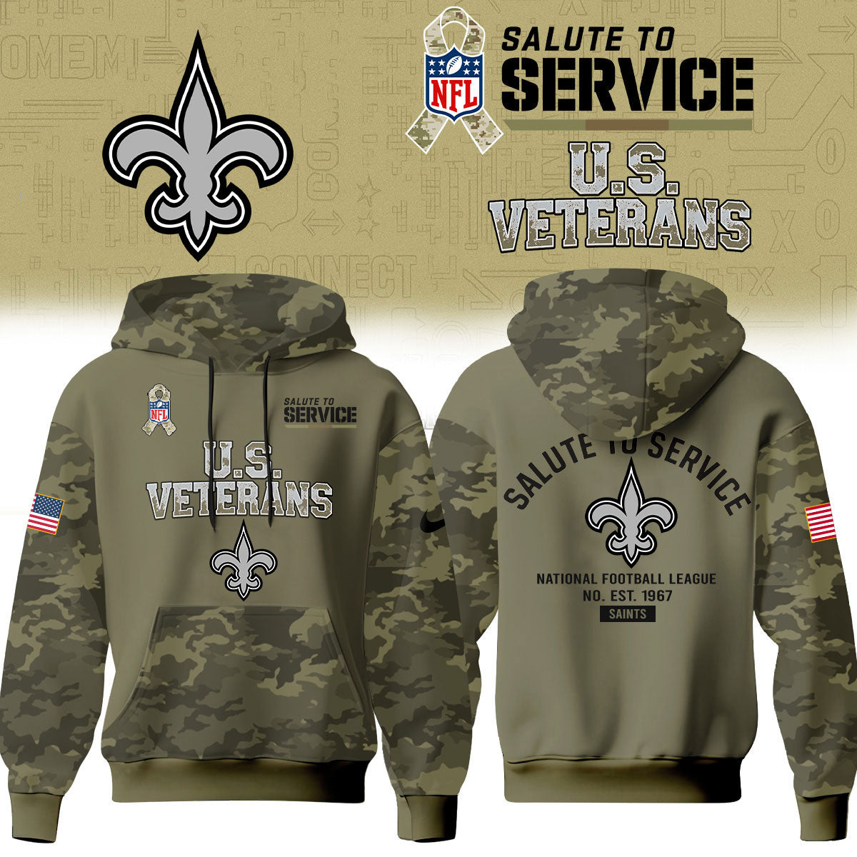 New Orleans Saints Salute To Service 2026 – Hoodie