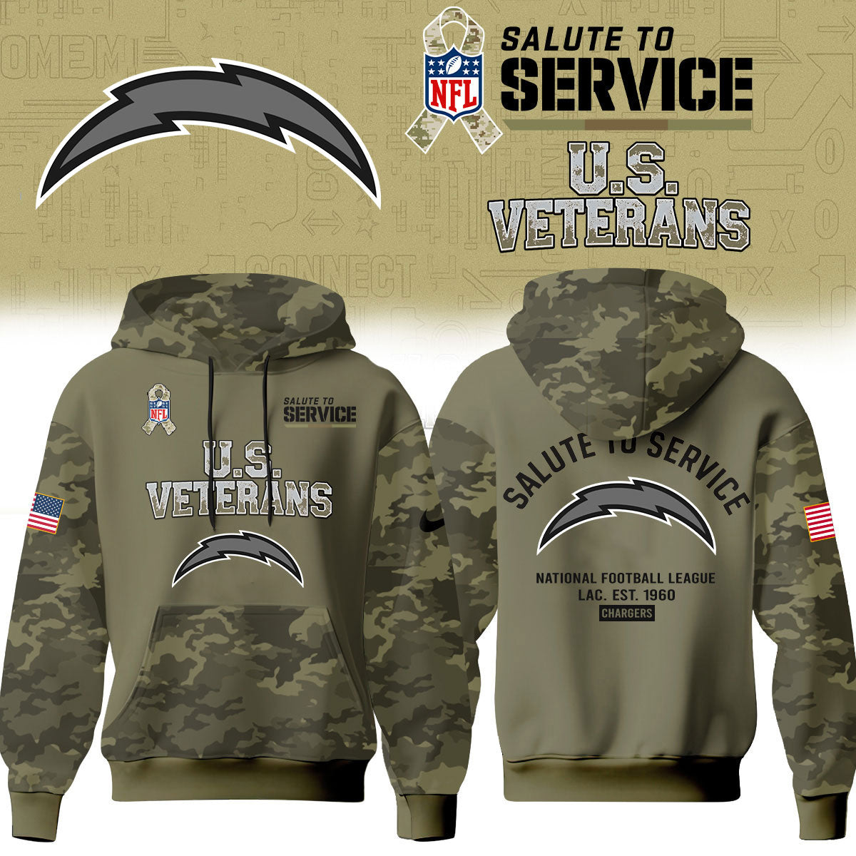 Los Angeles Chargers Salute To Service 2026 – Hoodie