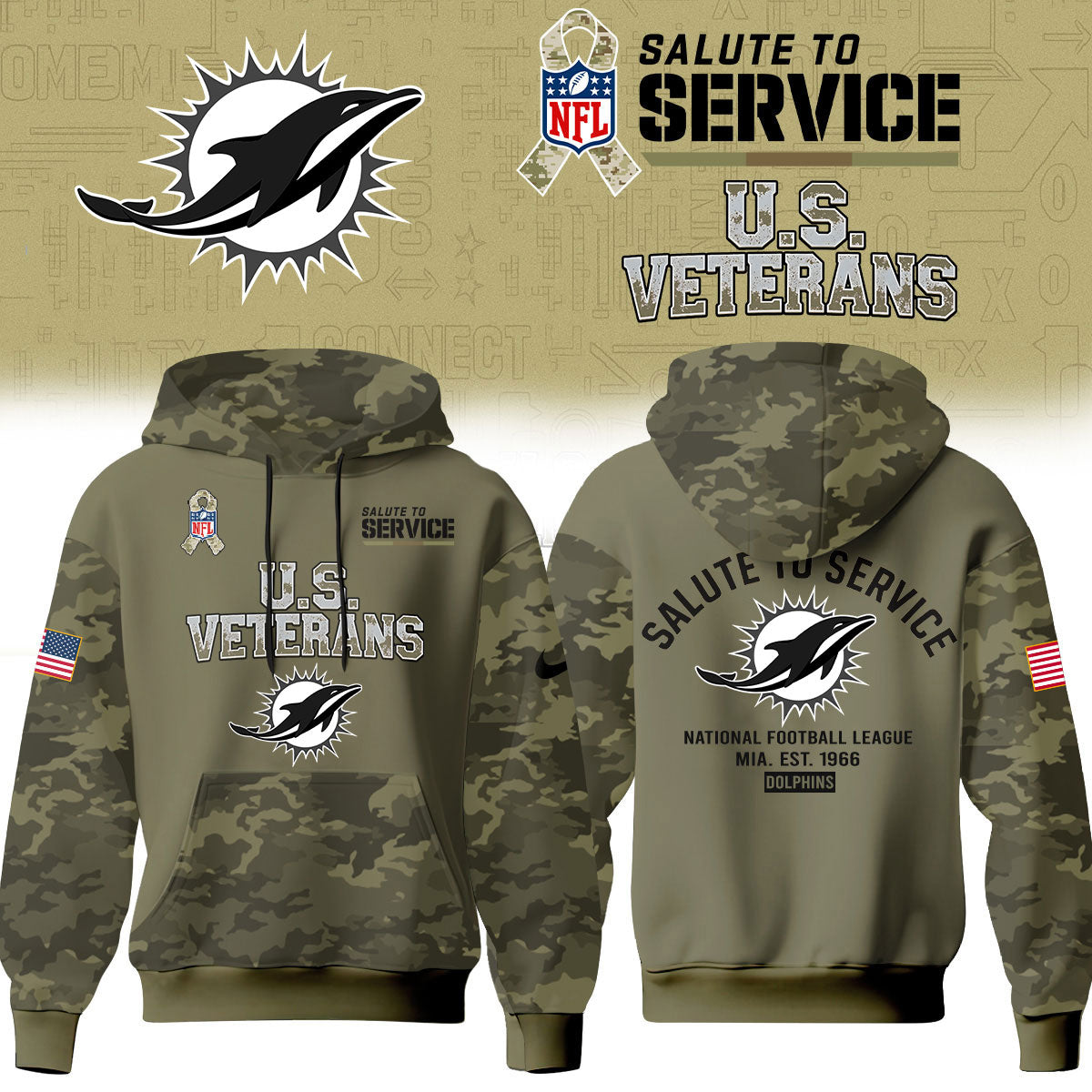 Miami Dolphins Salute To Service 2026 – Hoodie