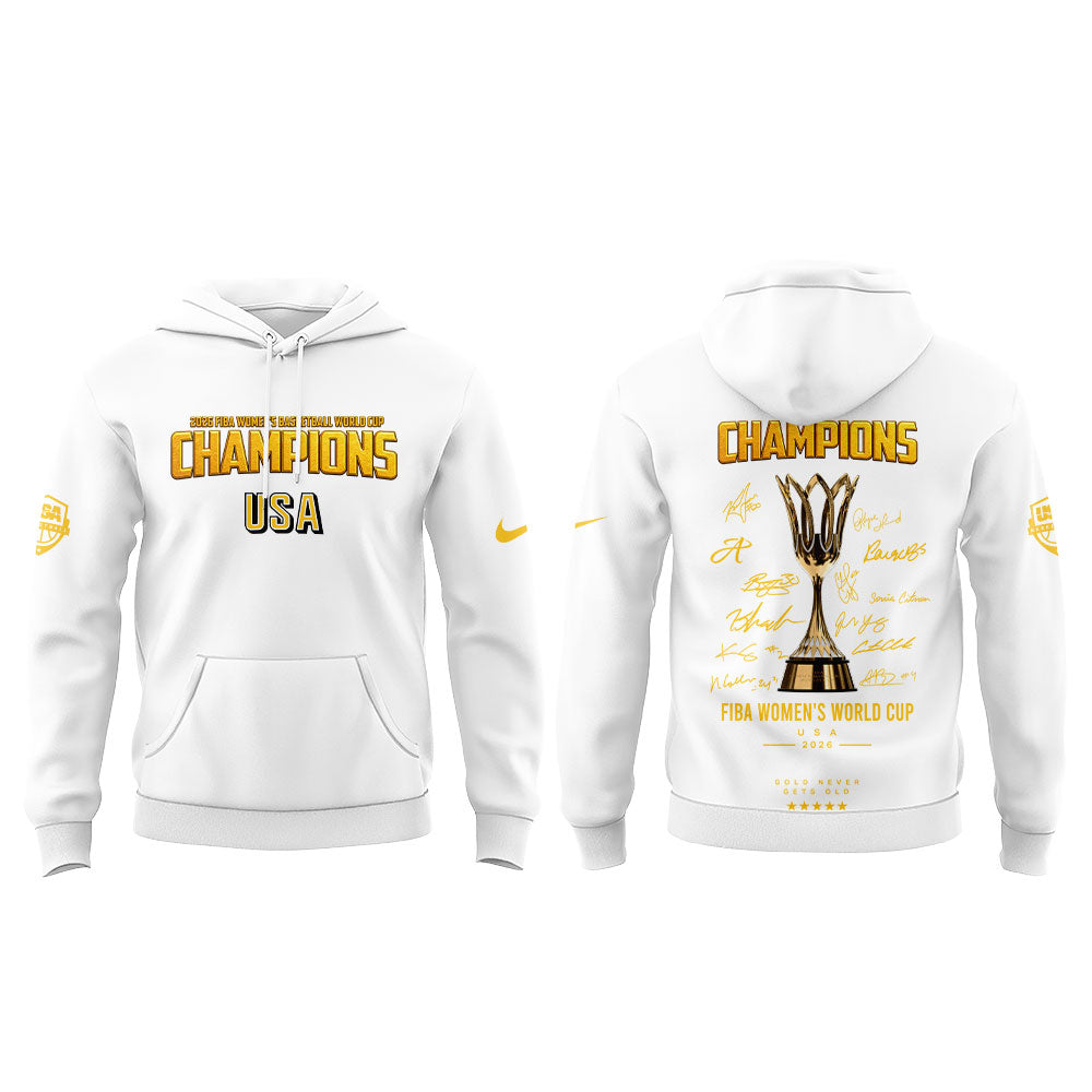 .  Team USA FIBA World Cup 2026 FIBA WOMEN’S WORLD CUP CHAMPIONS White Signature Hoodie