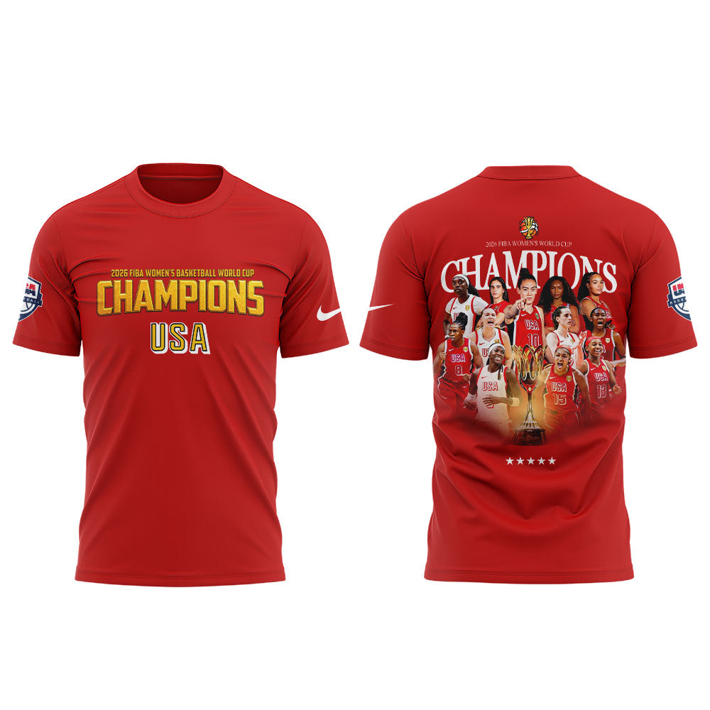 .  Team USA FIBA World Cup 2026 FIBA WOMEN’S WORLD CUP CHAMPIONS Red Shirt