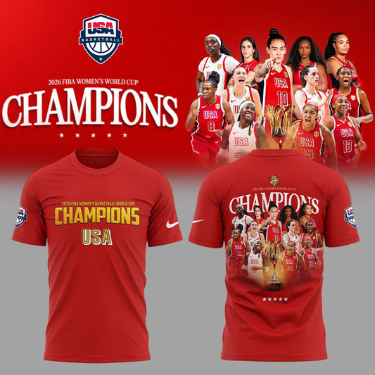 .  Team USA FIBA World Cup 2026 FIBA WOMEN’S WORLD CUP CHAMPIONS Red Shirt