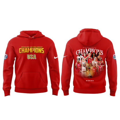 .  Team USA FIBA World Cup 2026 FIBA WOMEN’S WORLD CUP CHAMPIONS Red Hoodie