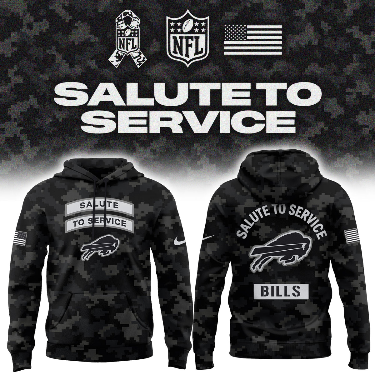 Limited Edition Buffalo Bills Salute To Service “Made With Purpose” Hoodie