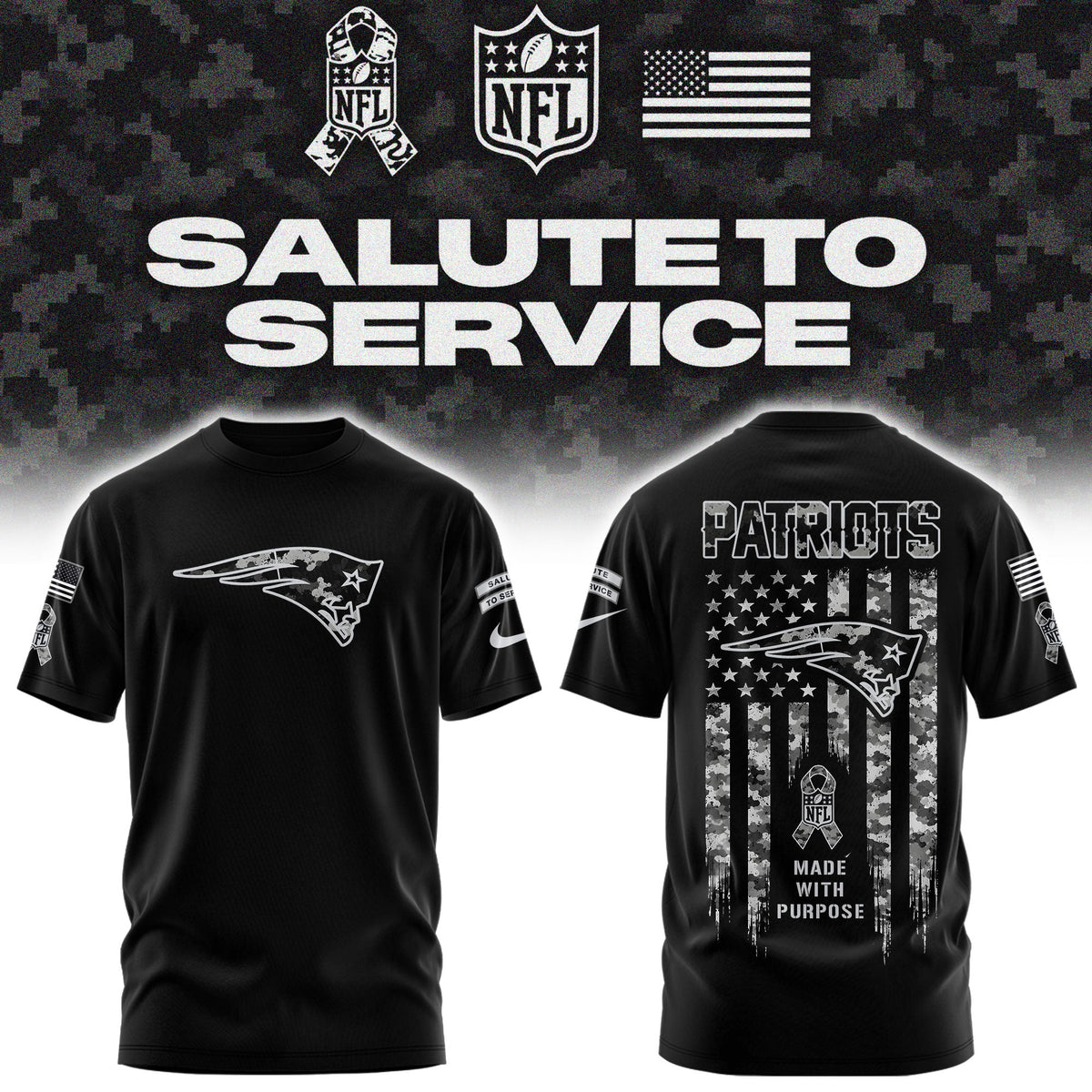 Limited Edition New England Patriots Salute To Service “Made With Purpose” T-shirt