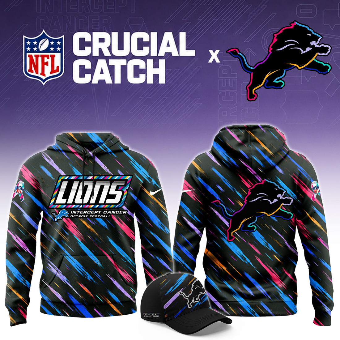 Detroit Lions 2026 Crucial Catch COLON CANCER Limited Edition Hoodie