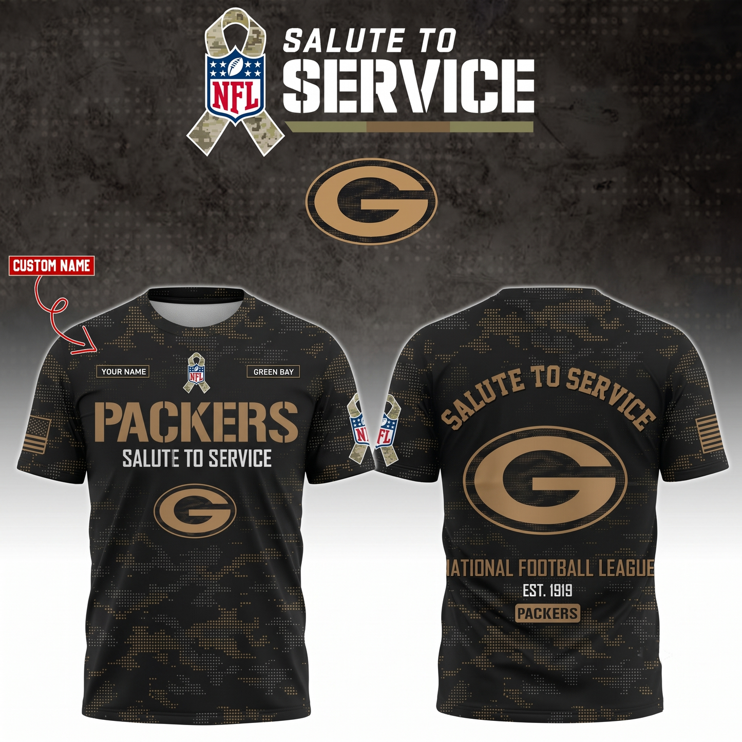 Packers 2026 Salute To Service Camo Tshirt