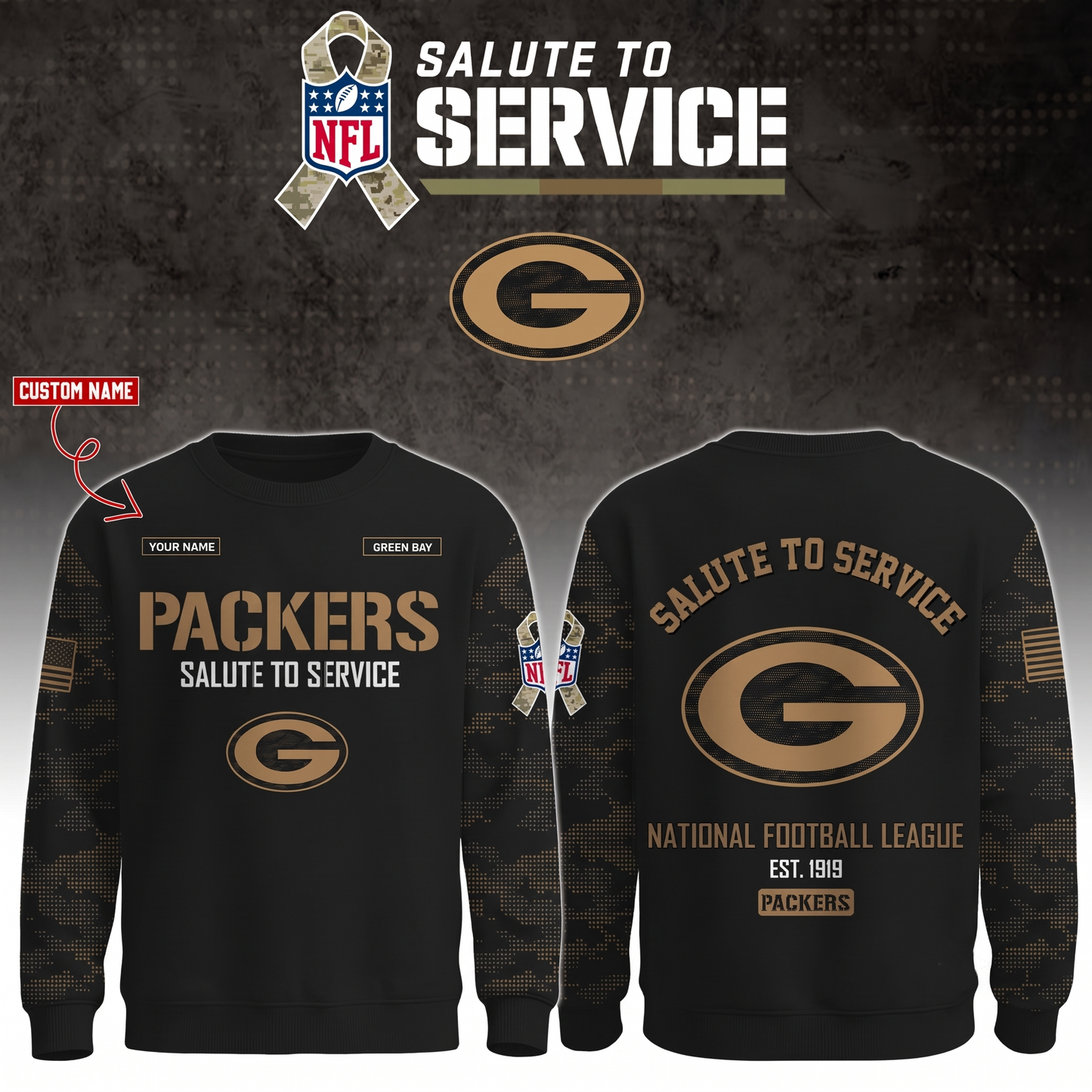 Packers 2026 Salute To Service Camo Sweater