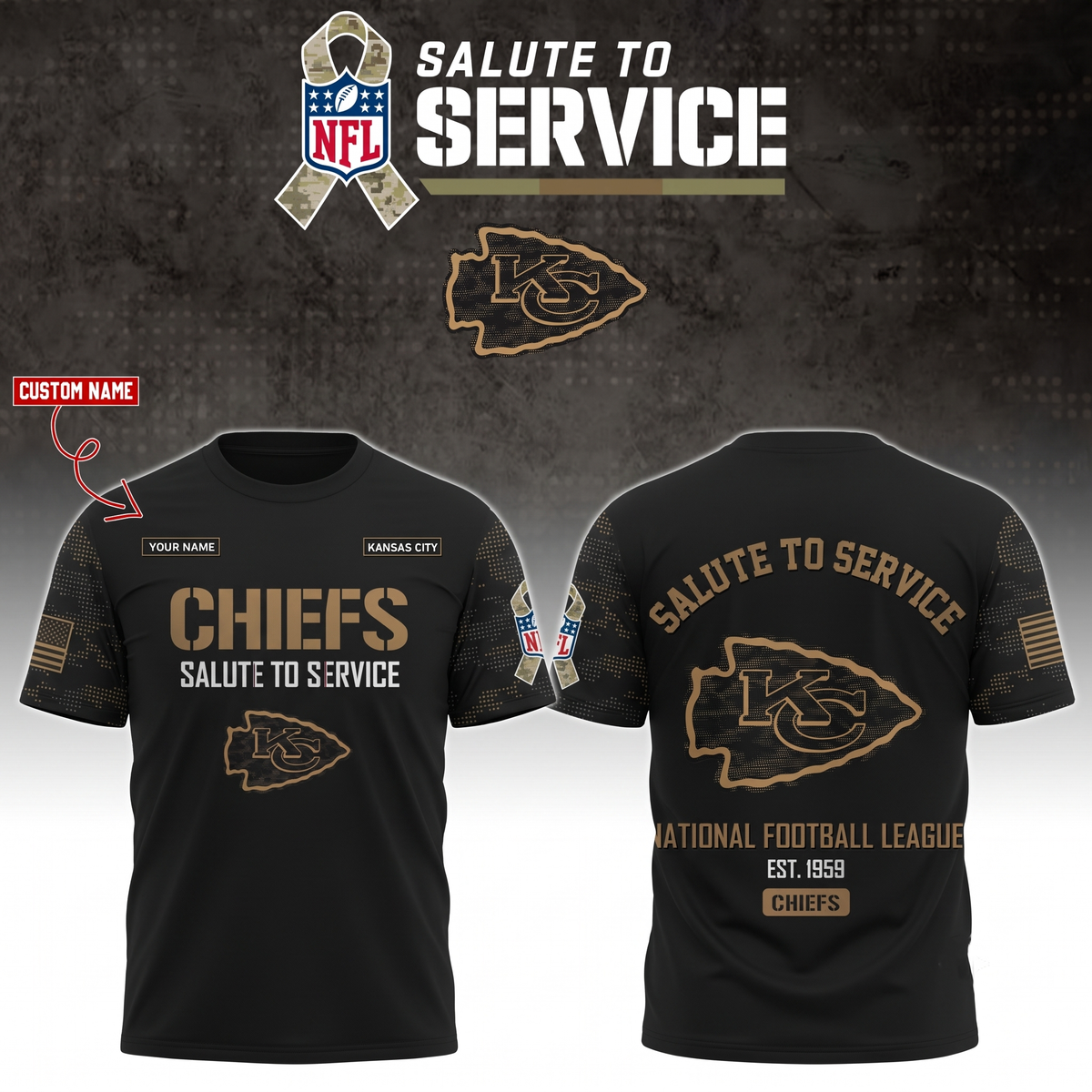 Chiefs 2026 Salute To Service Camo Tshirt