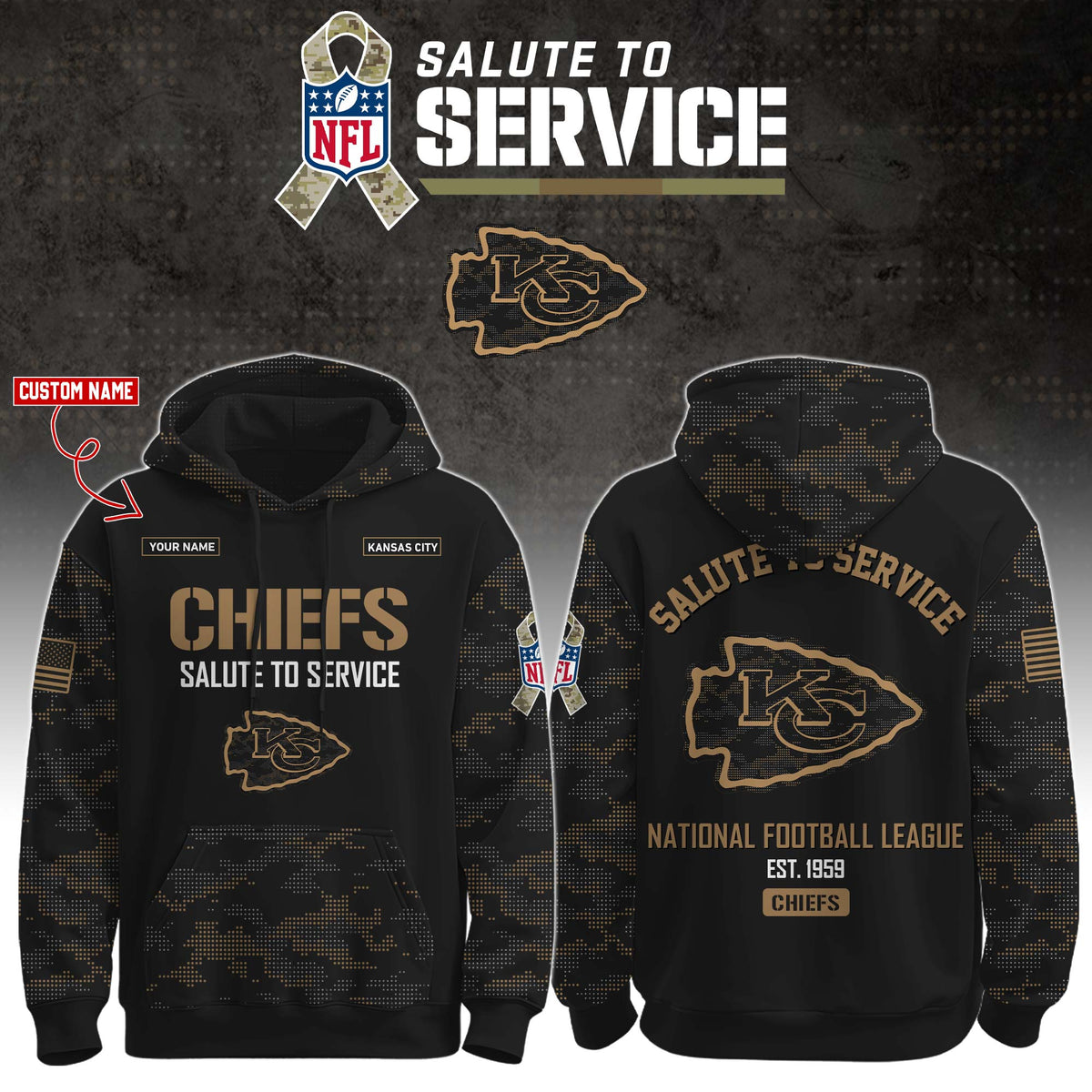 Chiefs 2026 Salute To Service Camo Hoodie