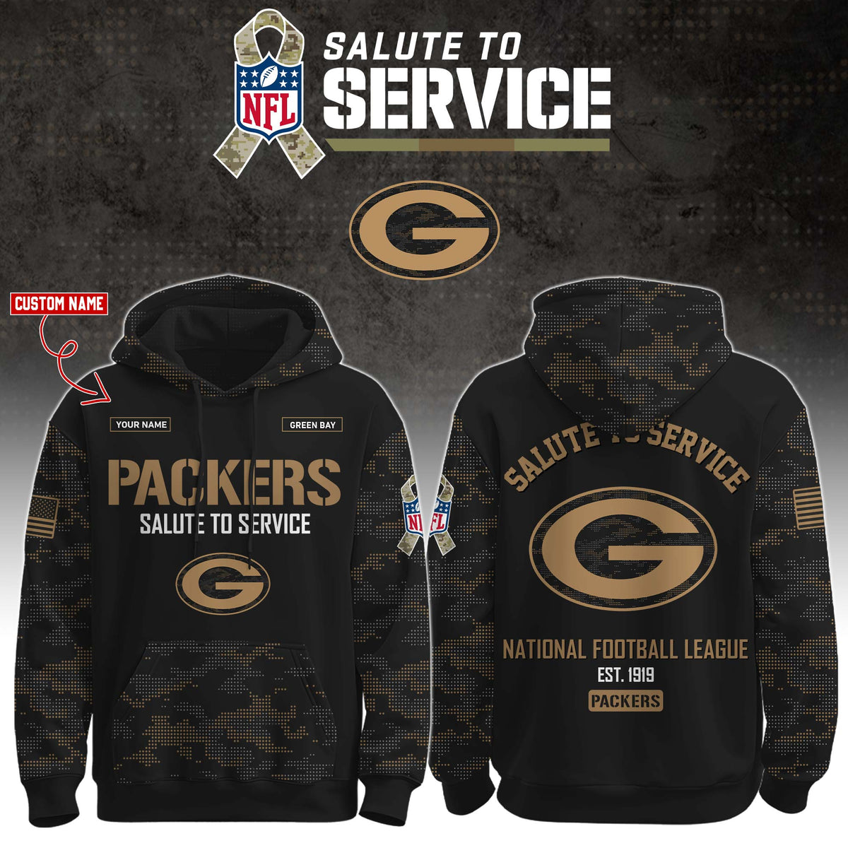 Packers 2026 Salute To Service Camo Hoodie