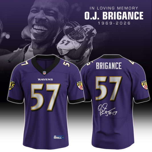 In Loving Memory O.J. Brigance 57 Memorial Football Jersey – Purple Tribute Fan Jersey