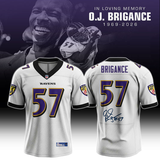 In Loving Memory O.J. Brigance 57 Memorial Football Jersey – White Tribute Fan Jersey