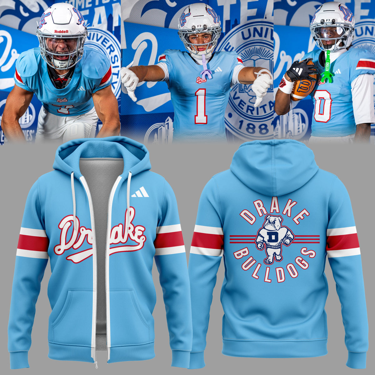 Limited Edition Powder Blue Throwback ZIP Hoodie-PA082526002