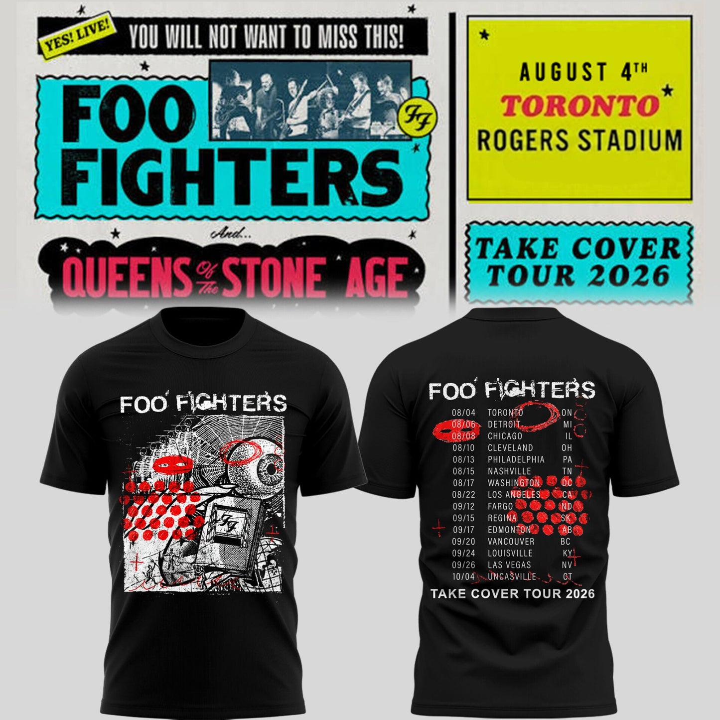 FF 🎸🎤 “Take Cover Tour 2026” TShirt