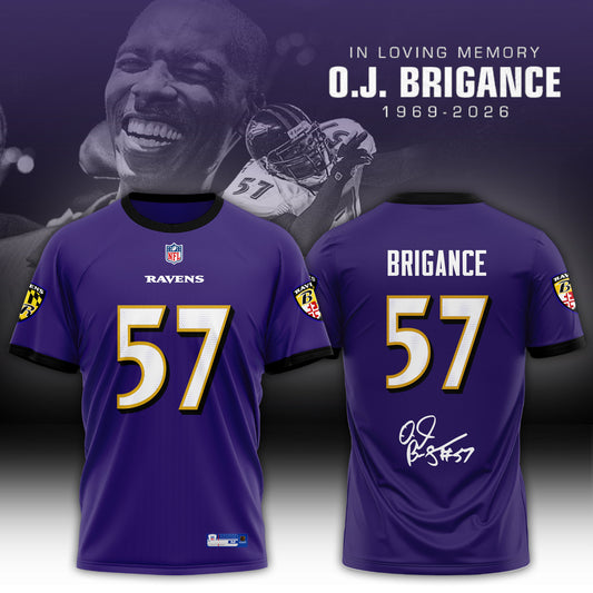 In Loving Memory O.J. Brigance 57 Memorial Football Jersey – Purple Tribute Fan Tshirt