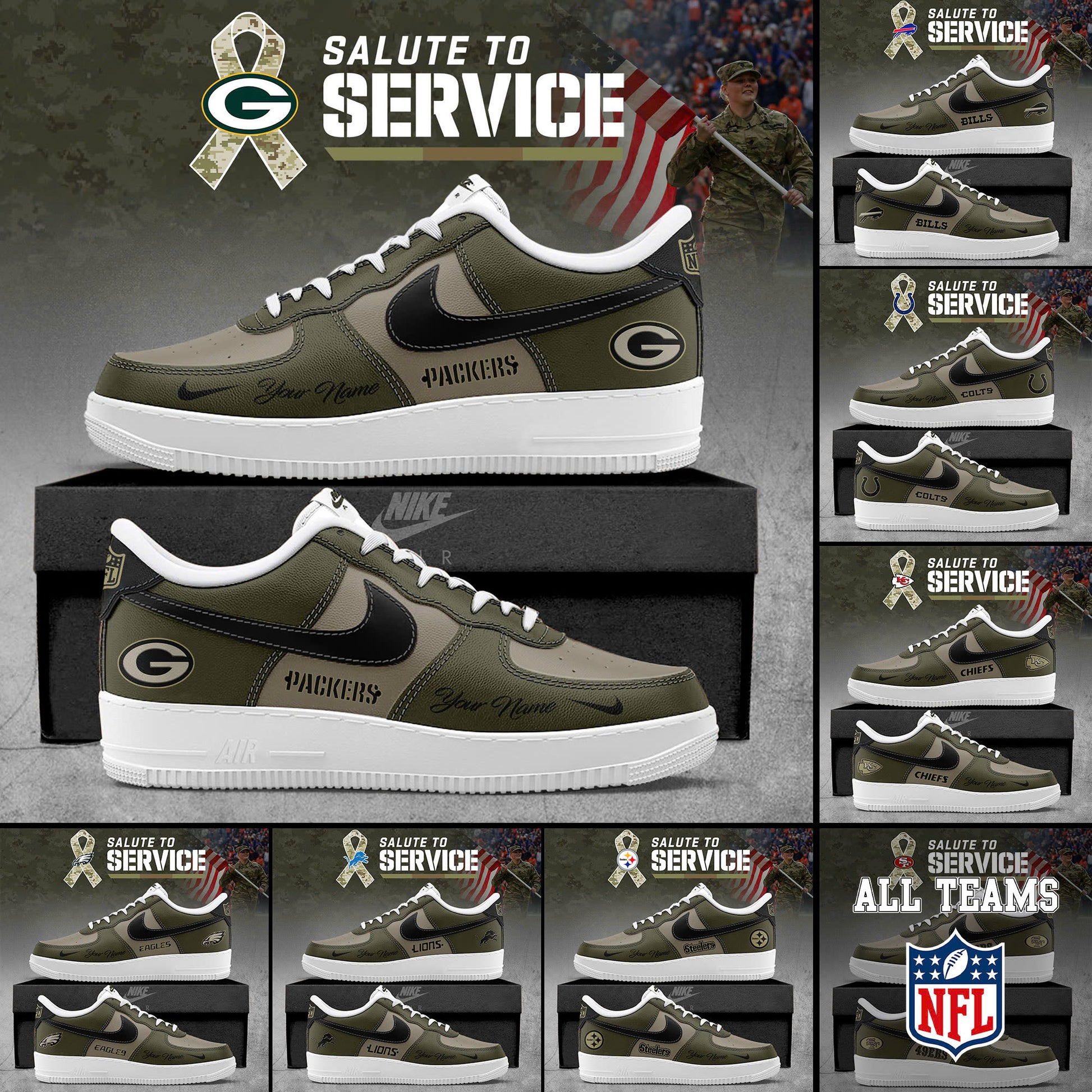 _ NFL Teams 2025 Salute to Service Special Edition Custom AF1 Sneaker