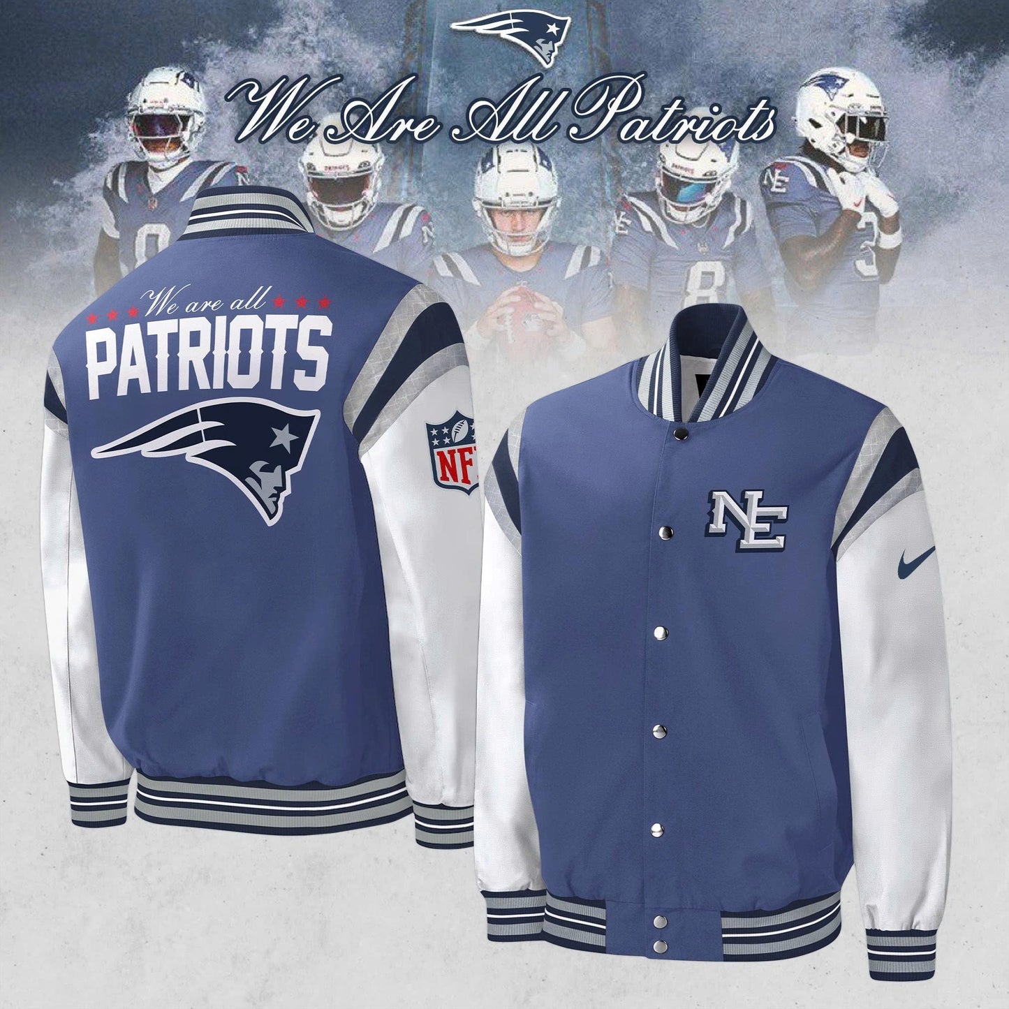 New England Patriots 2026 Rivalries Nor’Easter Storm Blue Bomber Jacket