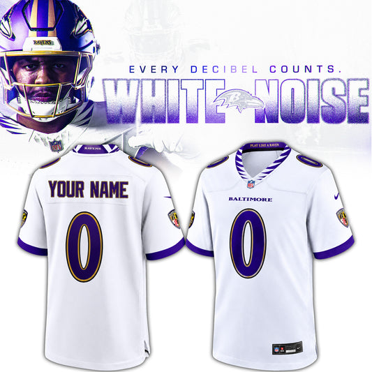 Ravens White Noise Jersey Custom Name Number