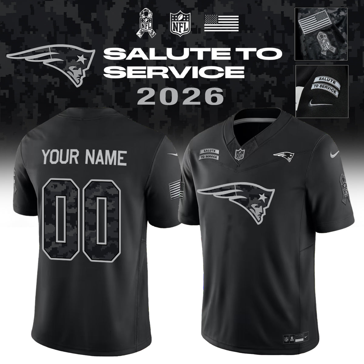 Limited Edition NE Patriots 2026 x Salute to Service Jersey