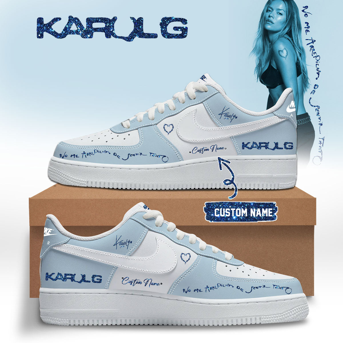 .KaRol G Album “NO ME ARREPIENTO DE SENTIR TANTO” 🩵 –  Shoes 1-3