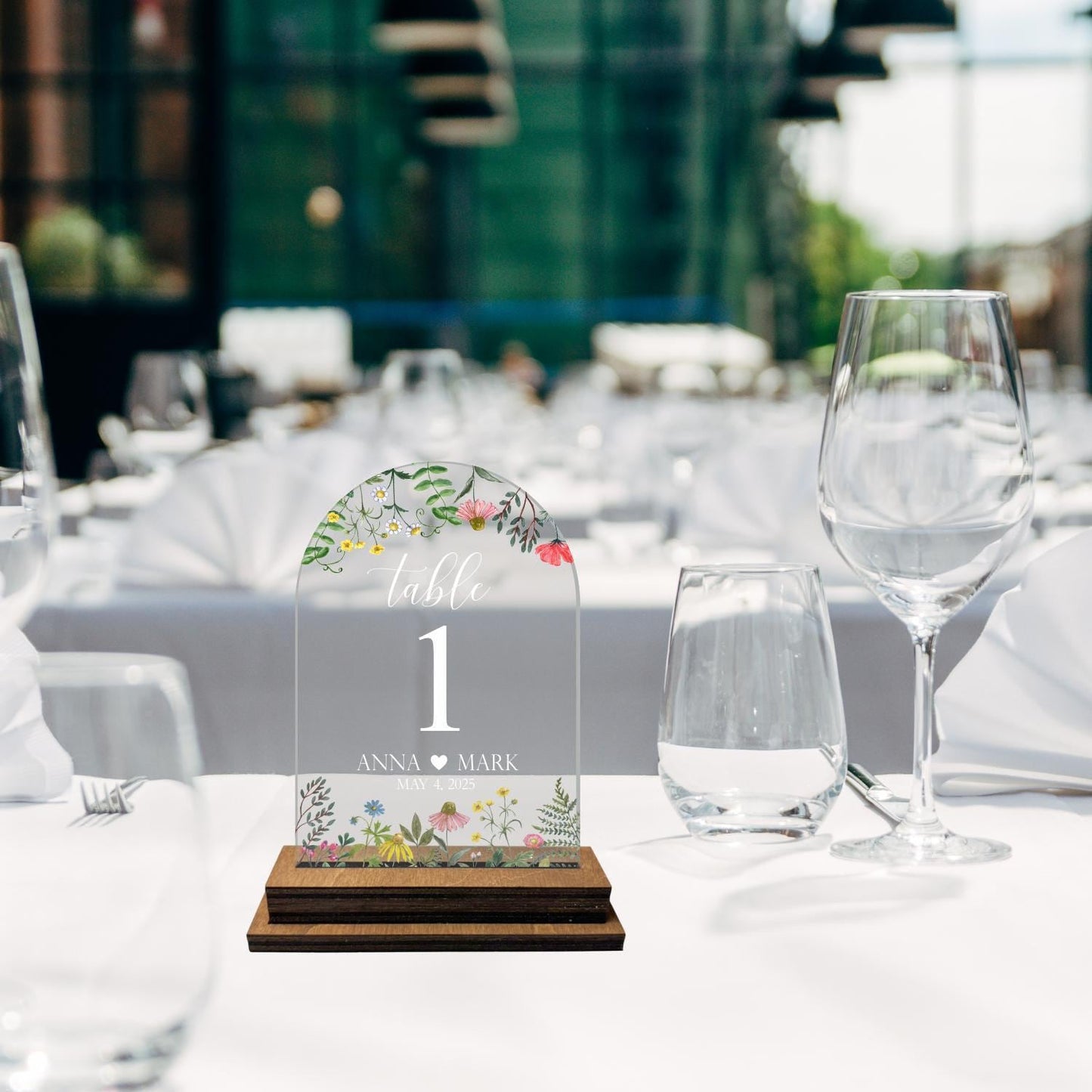 Wildflower bridal numbers set, wedding table number, table number set, clear table number, wedding table decor, arch floral table number