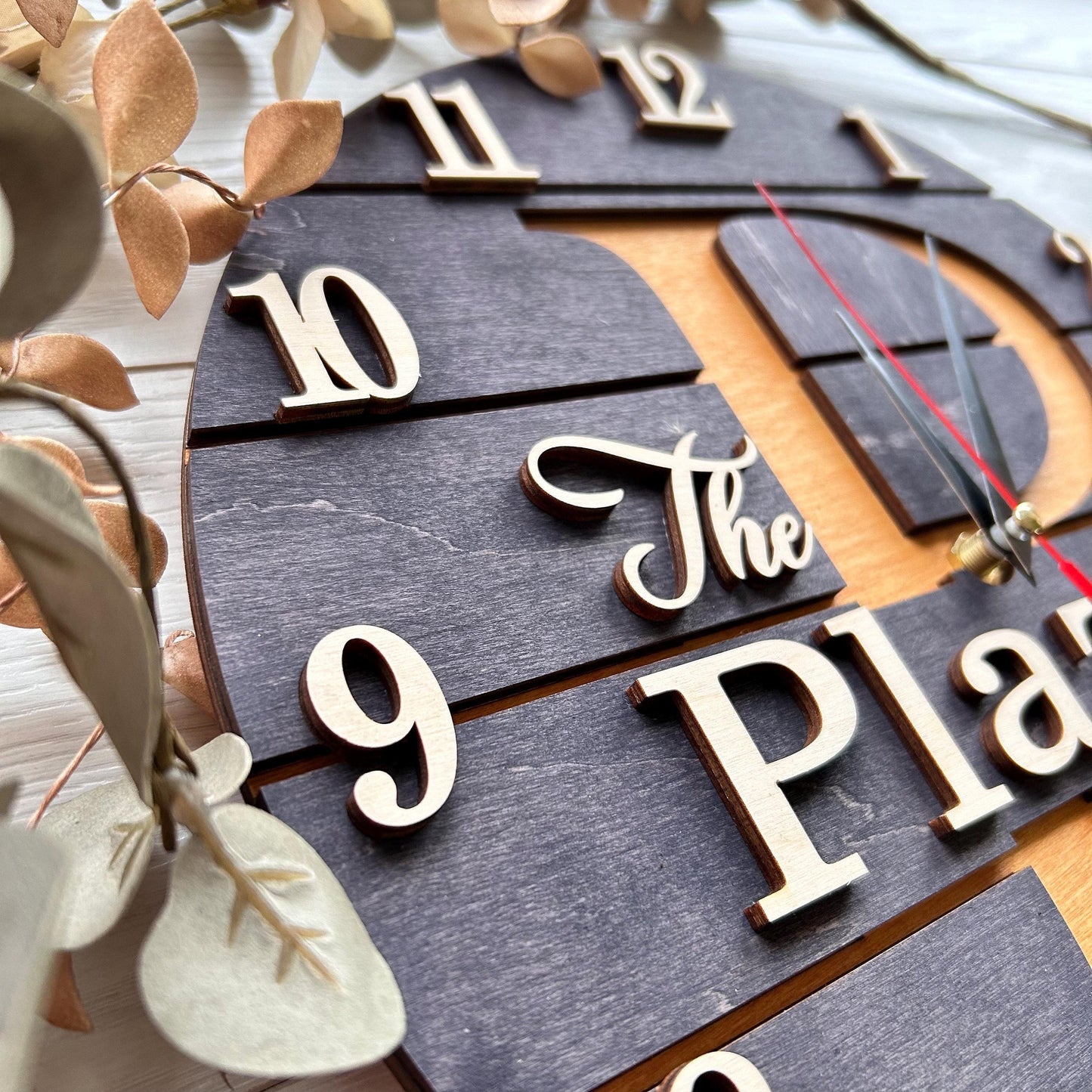 Last Name Sign Clock, Modern Farmhouse Wall Decor & Wedding Gift for Couple