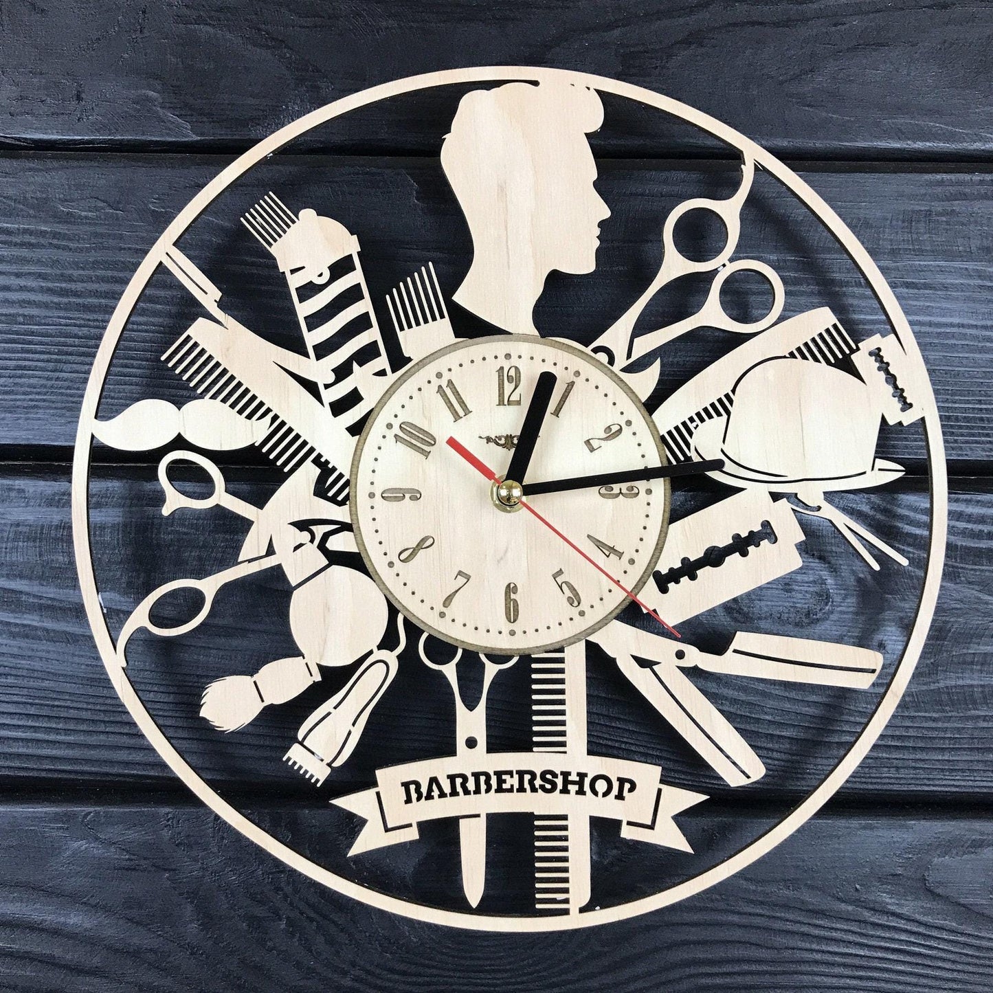 Barbershop Wall Clock Personalized Barber Gift Unique Barbershop Wall Art Hanging Barbershop Poster Custom Barbershop Decor for Wall