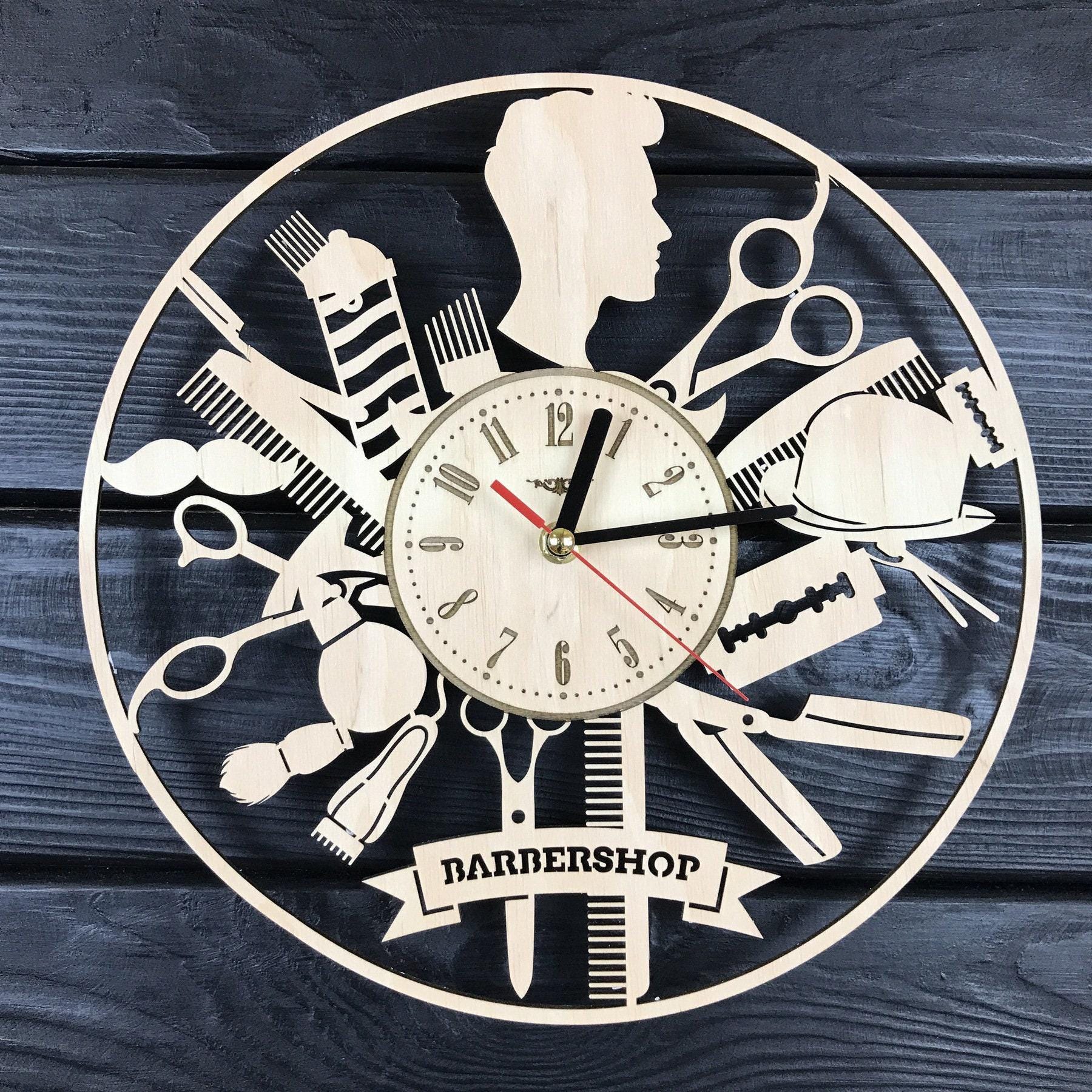 Barbershop Wall Clock Personalized Barber Gift Unique Barbershop Wall Art Hanging Barbershop Poster Custom Barbershop Decor for Wall