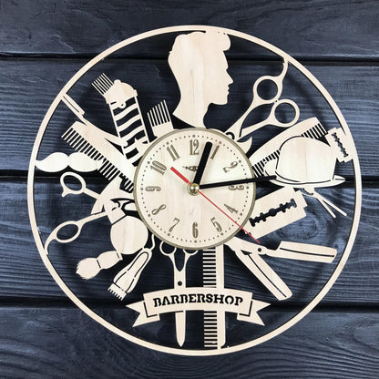 Barbershop Wall Clock Personalized Barber Gift Unique Barbershop Wall Art Hanging Barbershop Poster Custom Barbershop Decor for Wall