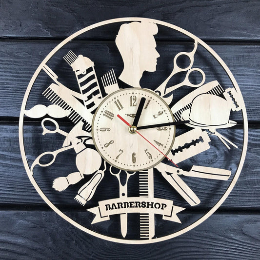 Barbershop Wall Clock Personalized Barber Gift Unique Barbershop Wall Art Hanging Barbershop Poster Custom Barbershop Decor for Wall